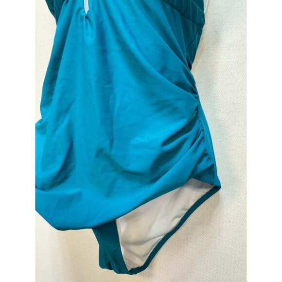 CUPSHE Women's One Piece Swimsuit Deep V Neck Size Large Teel Blue Bathing Suit - Picture 12 of 13